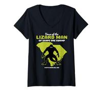 Mujer Inicio Del Hombre Lagarto Carolina Del Sur Divertido Cryptid Camiseta Cuello V
