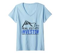 Mujer Inmobiliario Inversor Accionista Invertir Acciones de inversión Camiseta Cuello V