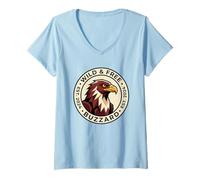 Mujer Insignia Circular Wild and Free Buzzard EST 2024 Camiseta Cuello V