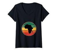 Mujer Insignia de arcoíris Retro Divertida del Continente Africano Camiseta Cuello V