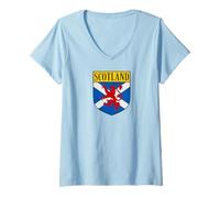Mujer Insignia de la Bandera del león Real de Camiseta Cuello V