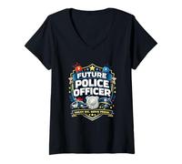 Mujer Insignia de policía con Texto en inglés «Future Police Officer Dream Big Serve Proud Pol Camiseta Cuello V