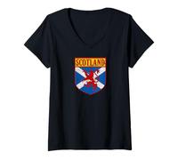 Mujer Insignia Vintage de la Bandera del león Real de Camiseta Cuello V