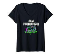 Mujer Insomnia 3AM Overthinker Melting Clock Aesthetic Camiseta Cuello V