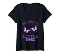 Mujer Inspira a Be Brave Little One Butterfly Camiseta Cuello V