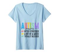 Mujer Inspiración de piezas de rompecabezas para concienciar sobre el autismo de Austin Mama Camiseta Cuello V