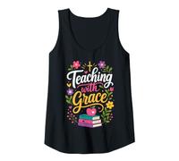 Mujer Inspiración Floral Llena de fe para Maestros Gracia Aula Camiseta sin Mangas