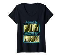 Mujer Inspirado por la Historia, impulsado por el Progreso Camiseta Cuello V