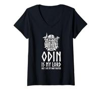 Mujer Inspiradora Mitología Nórdica Paganismo nórdico Dios Vikingo Odin Camiseta Cuello V