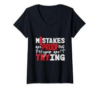 Mujer Inspirational Quote Mistakes Proof Trying Teachers Students Camiseta Cuello V