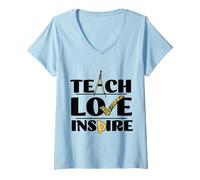 Mujer Inspirational Teach Love Inspire Back To School Math Teacher Camiseta Cuello V