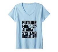 Mujer Instalador Futuro de Sistemas de Alarma contra Incendios Camiseta Cuello V