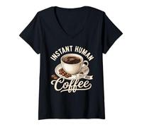Mujer Instant Human Just Add Coffee, Divertido Amante del café Camiseta Cuello V