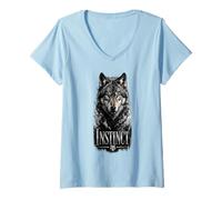 Mujer Instinct Wolf Glam Animal Declaración Tendencia Camiseta Cuello V