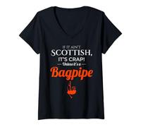Mujer Instrumento de Jugador de Gaita Escocia Bagpiper Scottish Funny Camiseta Cuello V