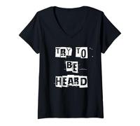 Mujer Intenta ser escuchado Camiseta Cuello V