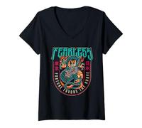 Mujer Intrépido Dragón Japonés Tokio Streetwear Kanji Urban Art Camiseta Cuello V