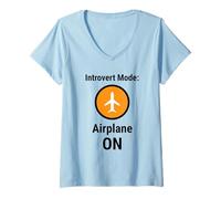 Mujer Introvert Mode Airplane ON Funny Antisocial Humor Camiseta Cuello V