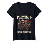 Mujer Introverted But Willing To Discuss Dark Romance Booktok Camiseta Cuello V