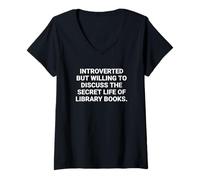 Mujer Introvertido Pero dispuesto a discutir la Vida Secreta Camiseta Cuello V