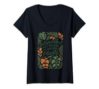 Mujer Introvertido Pero dispuesto a discutir Plantas botánico Divertido Camiseta Cuello V