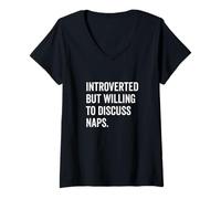 Mujer Introvertido pero dispuesto a hablar de siestas divertidas Camiseta Cuello V