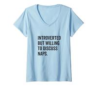 Mujer Introvertido pero dispuesto a hablar de siestas divertidas Camiseta Cuello V