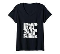 Mujer Introvertido, Pero hablará de ingeniería de Software Camiseta Cuello V