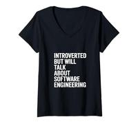 Mujer Introvertido, Pero hablará de ingeniería de Software Camiseta Cuello V