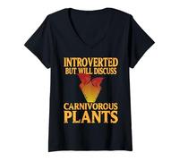 Mujer Introvertido pero Hablará de Plantas Carnívoras Camiseta Cuello V
