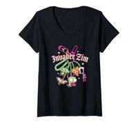 Mujer Invader Zim Charms Gothic Punk Keychain Camiseta Cuello V