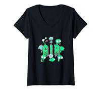 Mujer Invader Zim Gir Text Design Slime Letters Funny Faces Camiseta Cuello V
