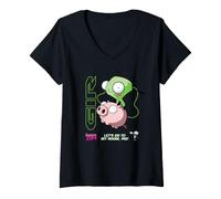Mujer Invader Zim Let’s Go to My Room Pig Gir Camiseta Cuello V