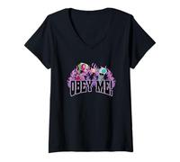 Mujer Invader Zim Obey Me! Zim & Gir Logo On Fire Camiseta Cuello V