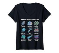 Mujer Invertebrados Marinos Organismos Marinos únicos Amantes de la Ciencia Camiseta Cuello V