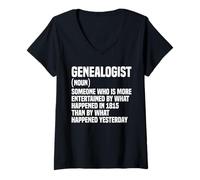Mujer Investigación Ancestro Ancestro Historiador Genealogía del árbol genealógico Camiseta Cuello V
