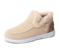 Mujer Invierno Botines Forrados Piel Slip On Cálidos Fieltro Botas Nieve | Cuello Piel Sintética Tamaña Lana Fieltro con Costura Mocasín, Suela Antideslizante Cómodo Interior Exterior Botas