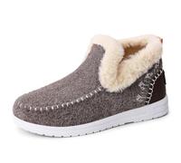 Mujer Invierno Botines Forrados Piel Slip On Cálidos Fieltro Botas Nieve | Cuello Piel Sintética Tamaña Lana Fieltro con Costura Mocasín, Suela Antideslizante Cómodo Interior Exterior Botas