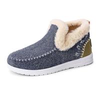 Mujer Invierno Botines Forrados Piel Slip On Cálidos Fieltro Botas Nieve | Cuello Piel Sintética Tamaña Lana Fieltro con Costura Mocasín, Suela Antideslizante Cómodo Interior Exterior Botas