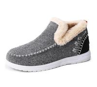 Mujer Invierno Botines Forrados Piel Slip On Cálidos Fieltro Botas Nieve | Cuello Piel Sintética Tamaña Lana Fieltro con Costura Mocasín, Suela Antideslizante Cómodo Interior Exterior Botas
