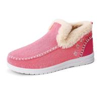 Mujer Invierno Botines Forrados Piel Slip On Cálidos Fieltro Botas Nieve | Cuello Piel Sintética Tamaña Lana Fieltro con Costura Mocasín, Suela Antideslizante Cómodo Interior Exterior Botas