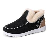 Mujer Invierno Botines Forrados Piel Slip On Cálidos Fieltro Botas Nieve | Cuello Piel Sintética Tamaña Lana Fieltro con Costura Mocasín, Suela Antideslizante Cómodo Interior Exterior Botas