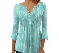 Mujer Invierno Impreso V-cuello estrecho rayas blusa camisa hombro descubierto señoras, azul celeste, XXL