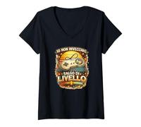 Mujer Io Non Invecchio Salgo di Livello Videogames Gamer Gaming Camiseta Cuello V