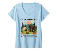 Mujer IR de Campamento en el Peor de los Casos en el Que te Come un Oso Humor Camiseta Cuello V