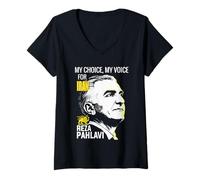 Mujer Irán Shir o Khorshid León Persa y Sol Reza Pahlavi Era Camiseta Cuello V