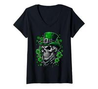 Mujer Irish Gothic Skull Leprechaun St Patricks Day For Men Women Camiseta Cuello V