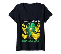 Mujer Irish I Was A Leprechaun Día de San Patricio Bebiendo Shots Dab Camiseta Cuello V