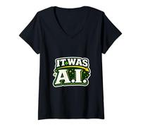 Mujer Irish It Was A.I Funny St Patrick's Day Tech Humor Shamrock Camiseta Cuello V