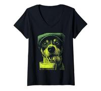 Mujer Irish Jack Russell con Cerveza Bebiendo Humor Día de San Patricio Camiseta Cuello V